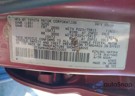 1998 Toyota 4Runner z USA, uszkodzony, nr VIN JT3GM84R0W0032065